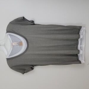 NWT DKNY Sage Green & White Lightweight Short Sleeve Pullover Top S